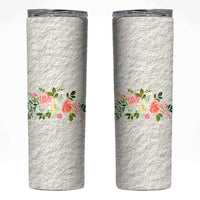 Abundant Blooms Skinny Tumbler Soft Pink Rose Bouquet Garden Aesthetic Elegant Floral
