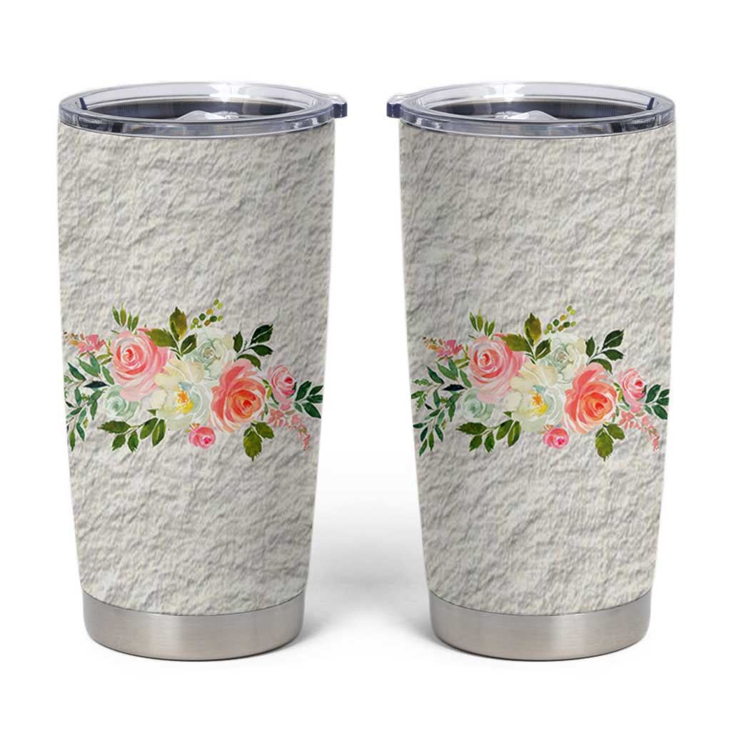 Abundant Blooms Tumbler Cup Soft Pink Rose Bouquet Garden Aesthetic Elegant Floral