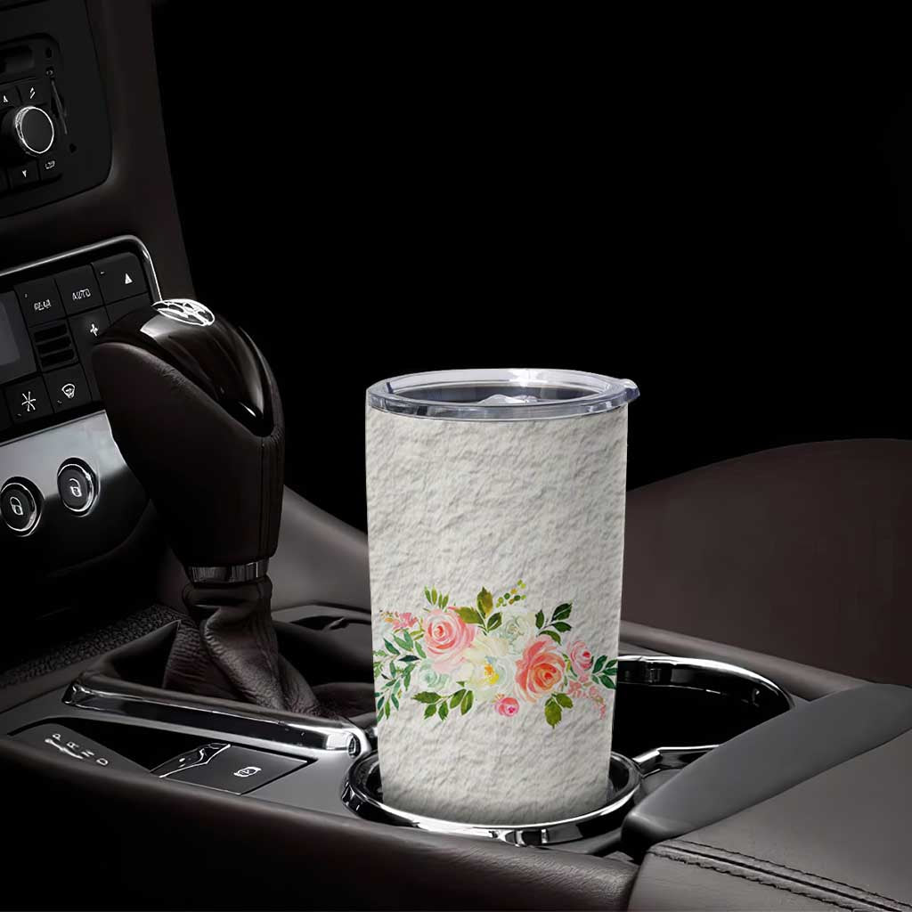 Abundant Blooms Tumbler Cup Soft Pink Rose Bouquet Garden Aesthetic Elegant Floral