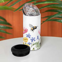 Vintage Spring Wildflower 4 in 1 Can Cooler Tumbler Bees Butterflies Floral Meadow