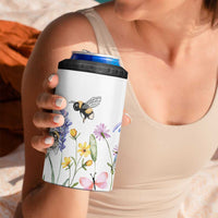 Vintage Spring Wildflower 4 in 1 Can Cooler Tumbler Bees Butterflies Floral Meadow