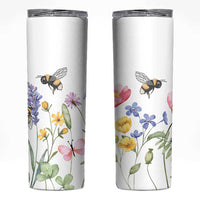 Vintage Spring Wildflower Skinny Tumbler Bees Butterflies Floral Meadow
