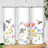 Vintage Spring Wildflower Skinny Tumbler Bees Butterflies Floral Meadow