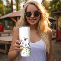 Vintage Spring Wildflower Skinny Tumbler Bees Butterflies Floral Meadow