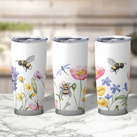 Vintage Spring Wildflower Tumbler Cup Bees Butterflies Floral Meadow