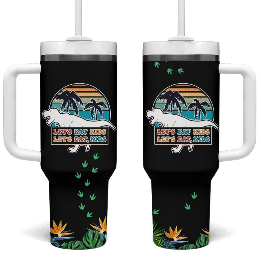 Grammar English Teacher Tumbler With Handle Funny Dinosaurs Punctuation Saves Lives Lets Eat Kids