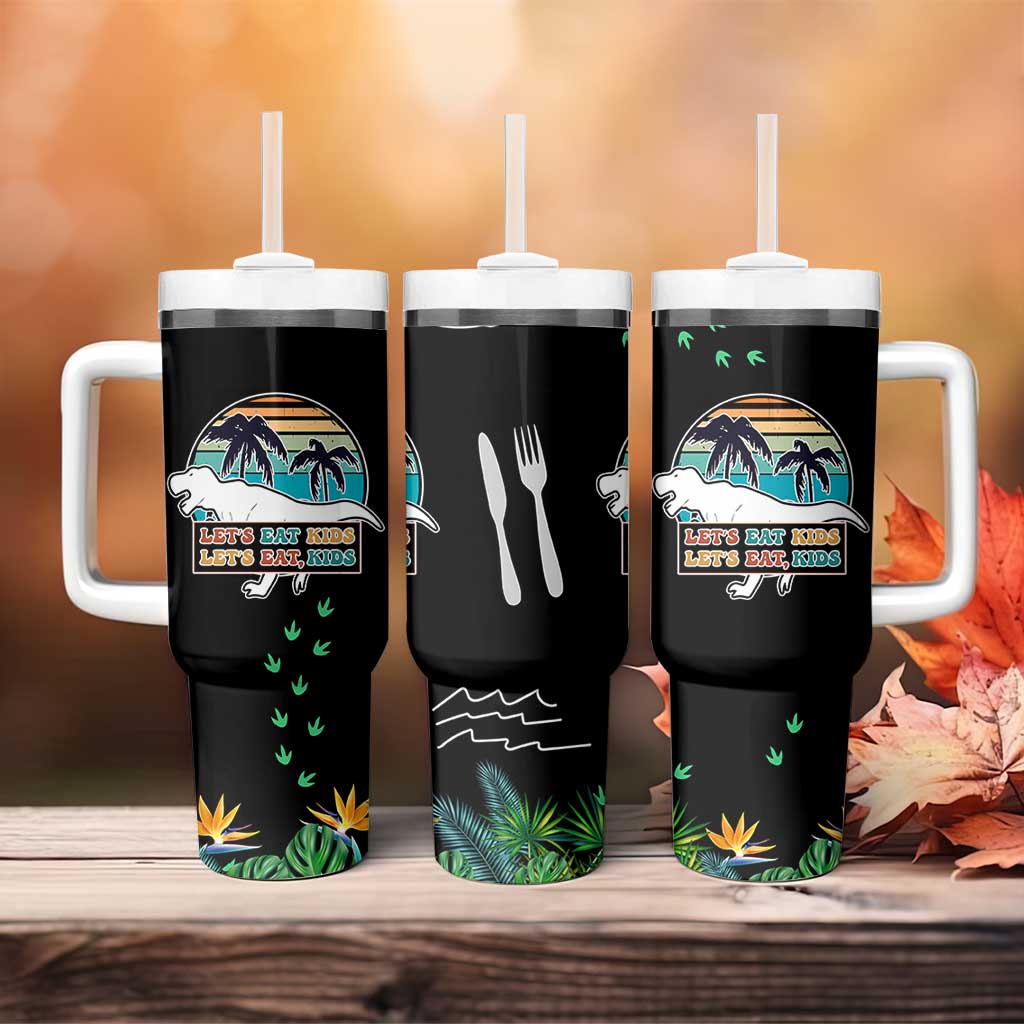 Grammar English Teacher Tumbler With Handle Funny Dinosaurs Punctuation Saves Lives Lets Eat Kids