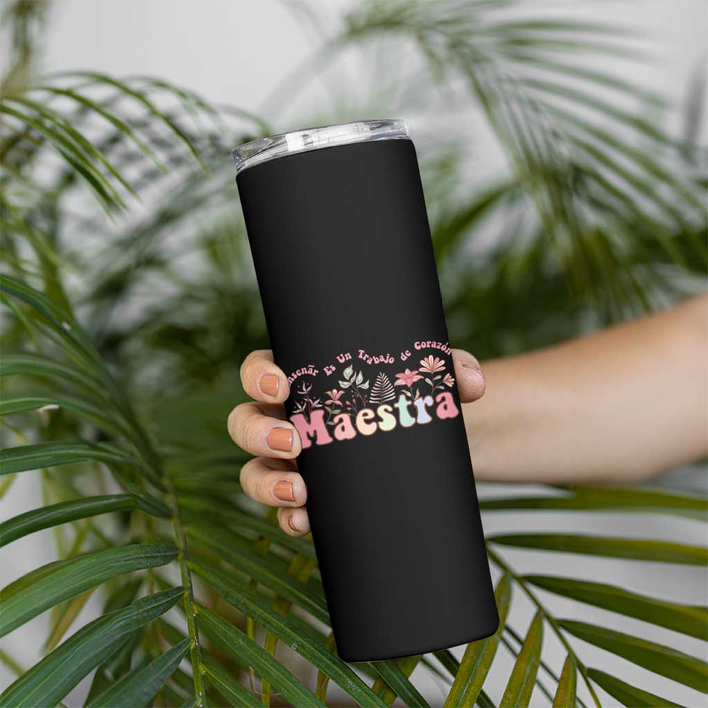 Maestra Skinny Tumbler Vintage Floral Spanish Teacher Appreciation Gift Back To School - Wonder Print Shop