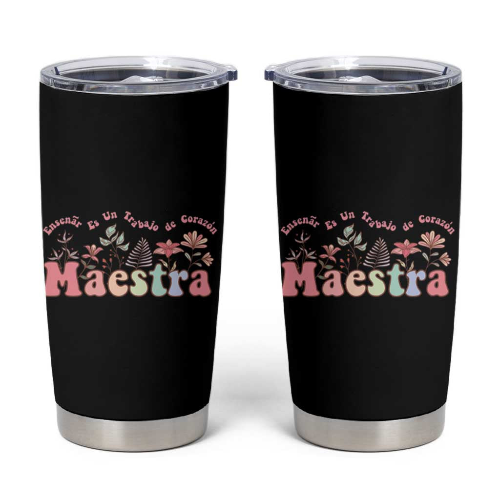 Maestra Tumbler Cup Vintage Floral Spanish Teacher Appreciation Gift Back To School - Wonder Print Shop