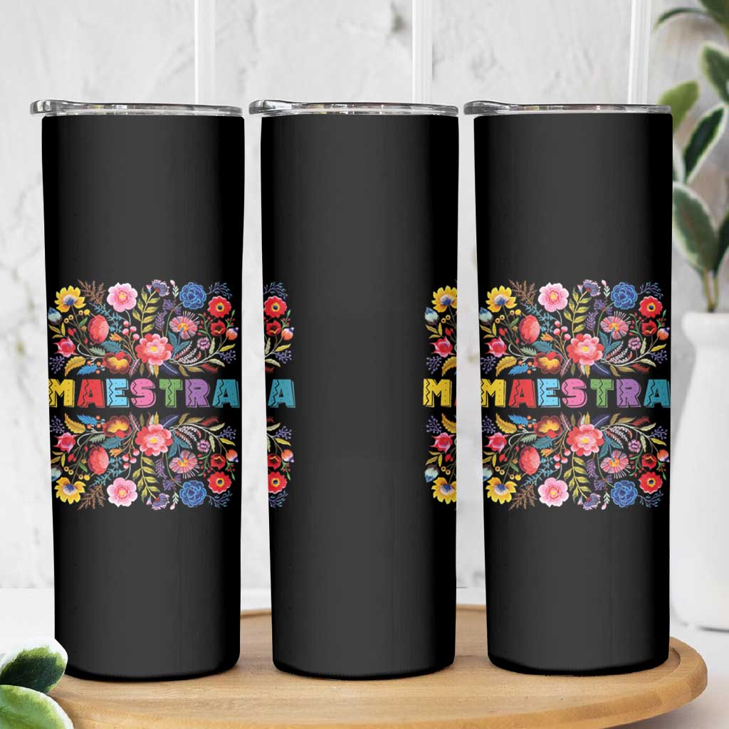 Maestra Bilingue Teacher Skinny Tumbler Cinco De Mayo Spanish Mexican Teacher In Spansish - Wonder Print Shop