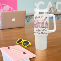 Cafecito & Chisme Tumbler With Handle Concha Pun Gift Mexican Themed Gifts in Spanish - Wonder Print Shop