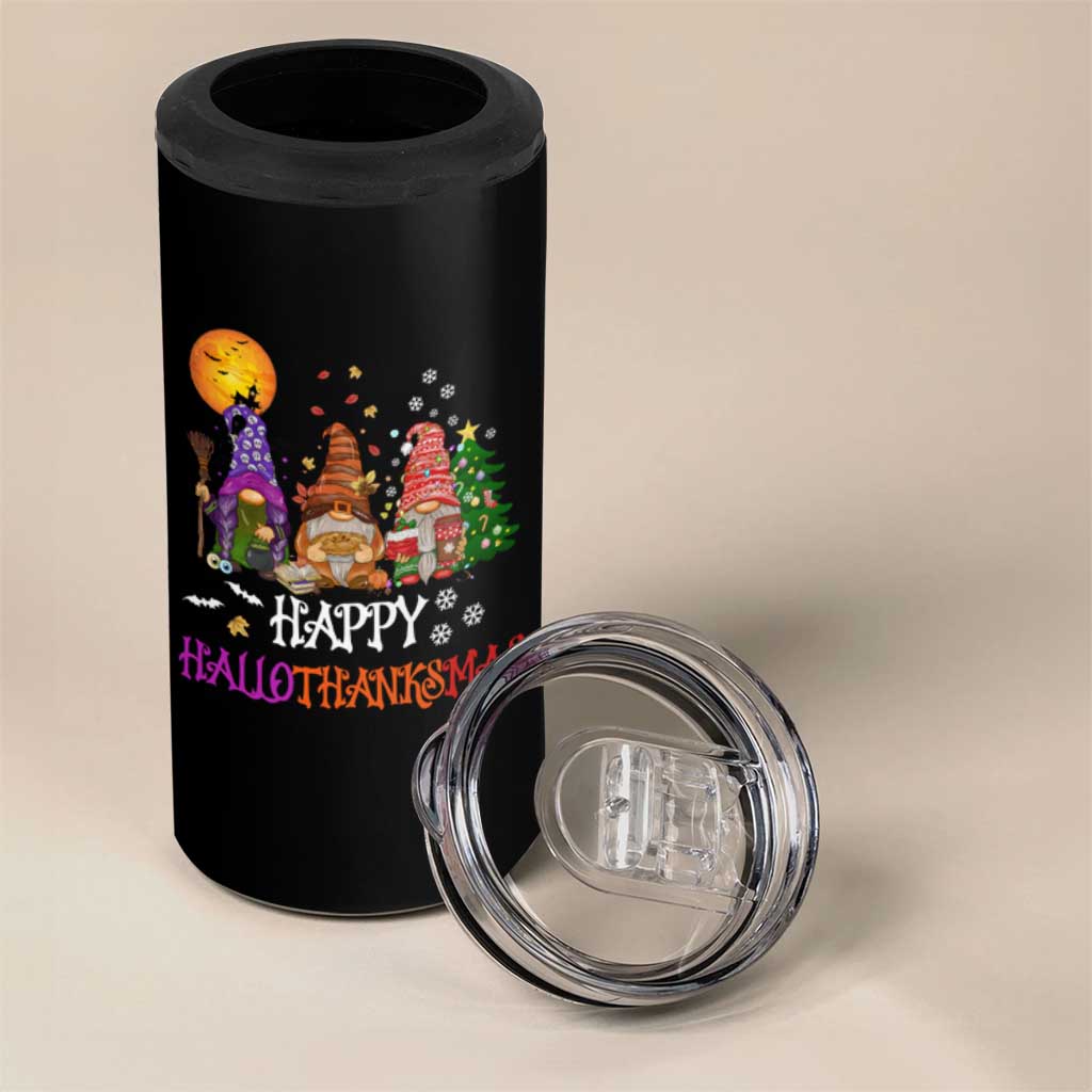 Happy Hallothanksmas Gnomes Fall 4 in 1 Can Cooler Tumbler Cute Gnome Fall Gift For Thanksgiving Halloween Christmas - Wonder Print Shop