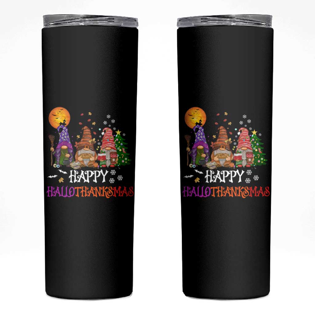 Happy Hallothanksmas Gnomes Fall Skinny Tumbler Cute Gnome Fall Gift For Thanksgiving Halloween Christmas - Wonder Print Shop