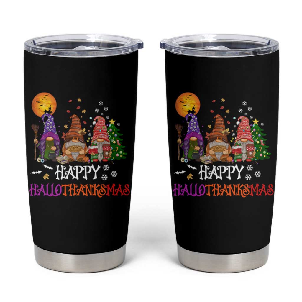 Happy Hallothanksmas Gnomes Fall Tumbler Cup Cute Gnome Fall Gift For Thanksgiving Halloween Christmas - Wonder Print Shop