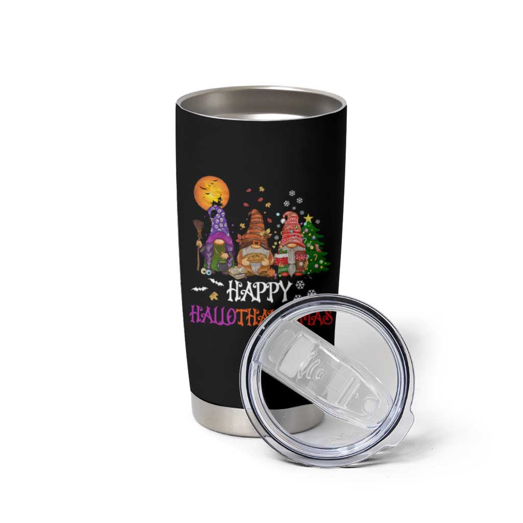 Happy Hallothanksmas Gnomes Fall Tumbler Cup Cute Gnome Fall Gift For Thanksgiving Halloween Christmas - Wonder Print Shop