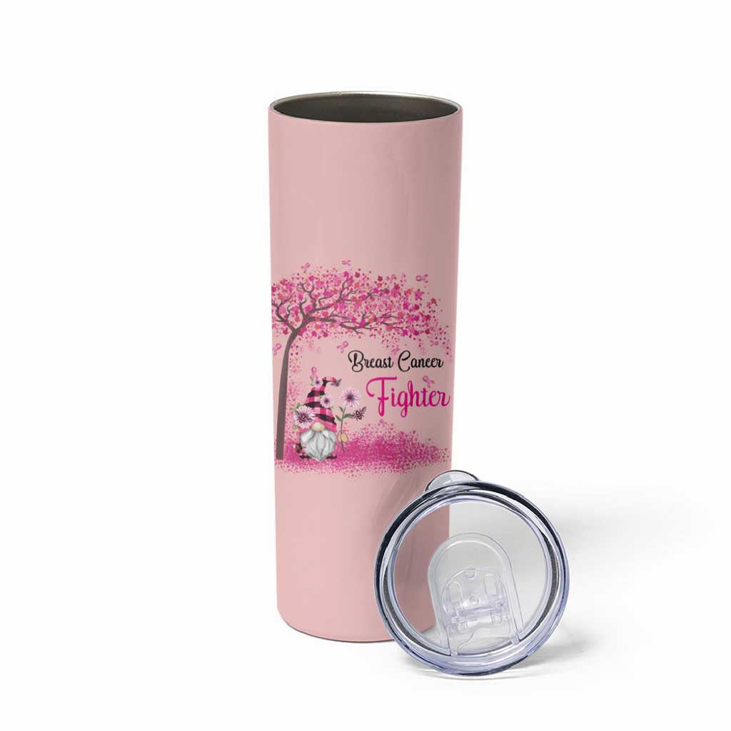 Breast Cancer Awareness Skinny Tumbler In October We Wear Pink Cute Gnome - Wonder Print Shop
