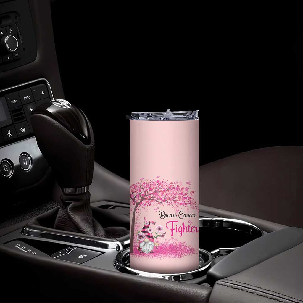 Breast Cancer Awareness Skinny Tumbler In October We Wear Pink Cute Gnome - Wonder Print Shop