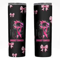 Breast Cancer Survivor Skinny Tumbler Pink Ribbon Sunflower USA Flag - Wonder Print Shop