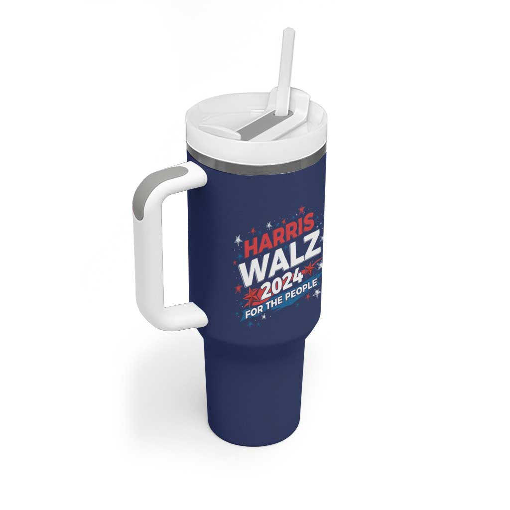 Harris Walz 2024 For The People Tumbler With Handle Vote Blue Vice President VP American Flag - Wonder Print Shop