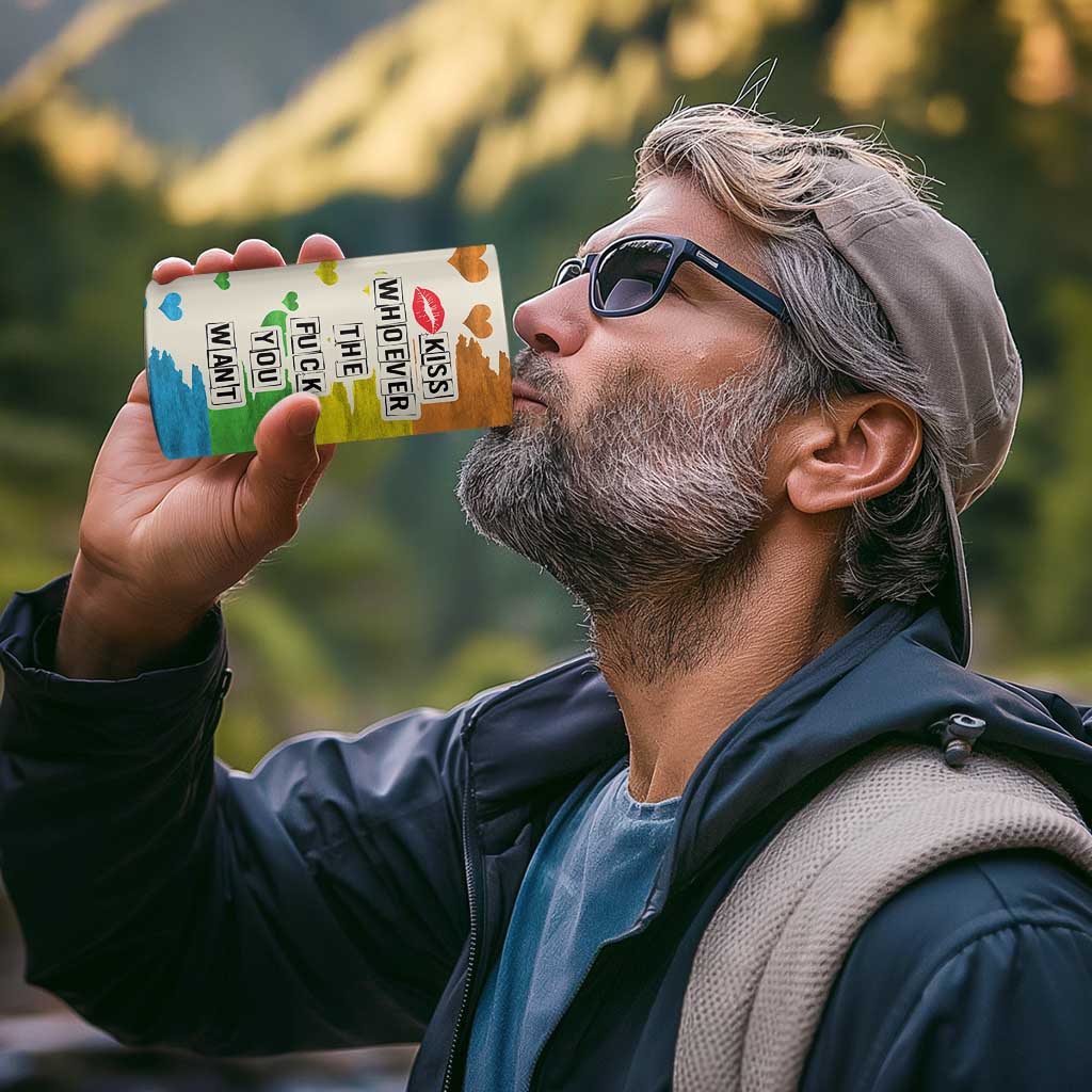 LGBTQ Pride 4 in 1 Can Cooler Tumbler Kiss Whoever The Fuck You Want LGBT Rainbow Flag