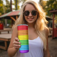 LGBTQ Pride Skinny Tumbler Kiss Whoever The Fuck You Want LGBT Rainbow Flag