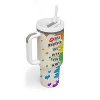 LGBTQ Pride Tumbler With Handle Kiss Whoever The Fuck You Want LGBT Rainbow Flag