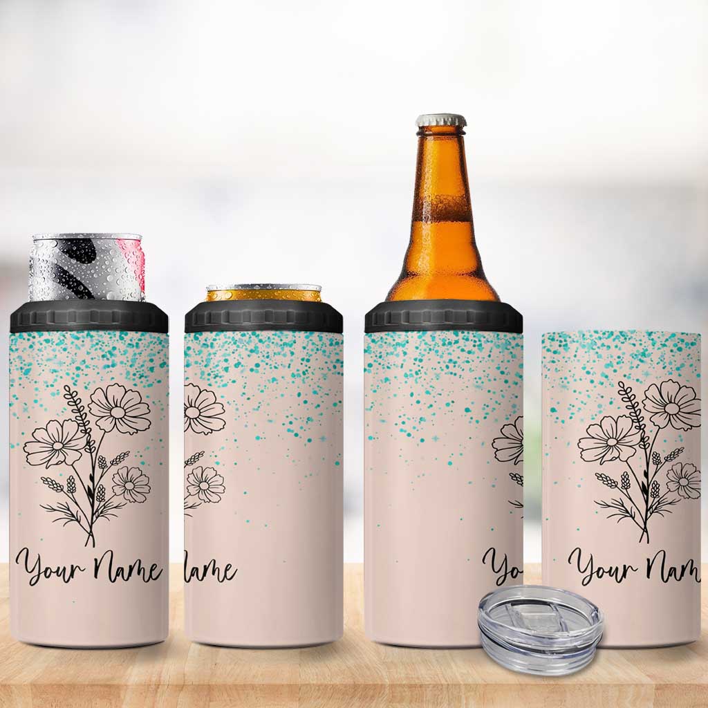 Personalized Gifts for Her 4 in 1 Can Cooler Tumbler Custom Name Flower Bridesmaid Proposal Birthday Christmas Gift - Wonder Print Shop
