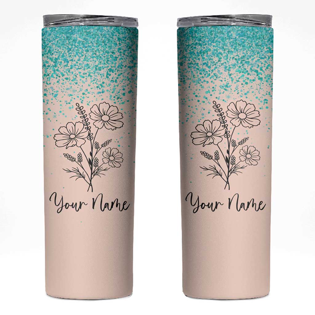 Personalized Gifts for Her Skinny Tumbler Custom Name Flower Bridesmaid Proposal Birthday Christmas Gift - Wonder Print Shop