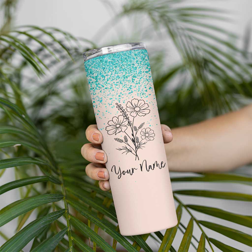 Personalized Gifts for Her Skinny Tumbler Custom Name Flower Bridesmaid Proposal Birthday Christmas Gift - Wonder Print Shop