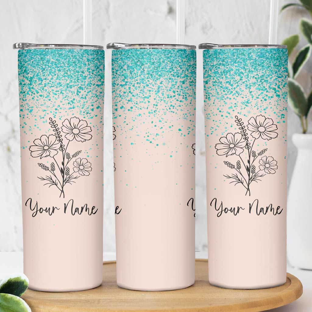 Personalized Gifts for Her Skinny Tumbler Custom Name Flower Bridesmaid Proposal Birthday Christmas Gift - Wonder Print Shop