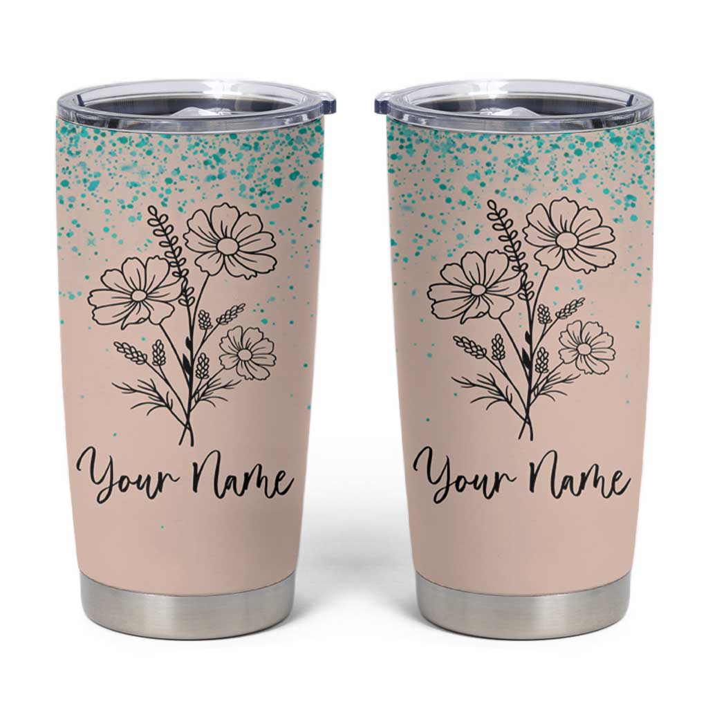 Personalized Gifts for Her Tumbler Cup Custom Name Flower Bridesmaid Proposal Birthday Christmas Gift - Wonder Print Shop