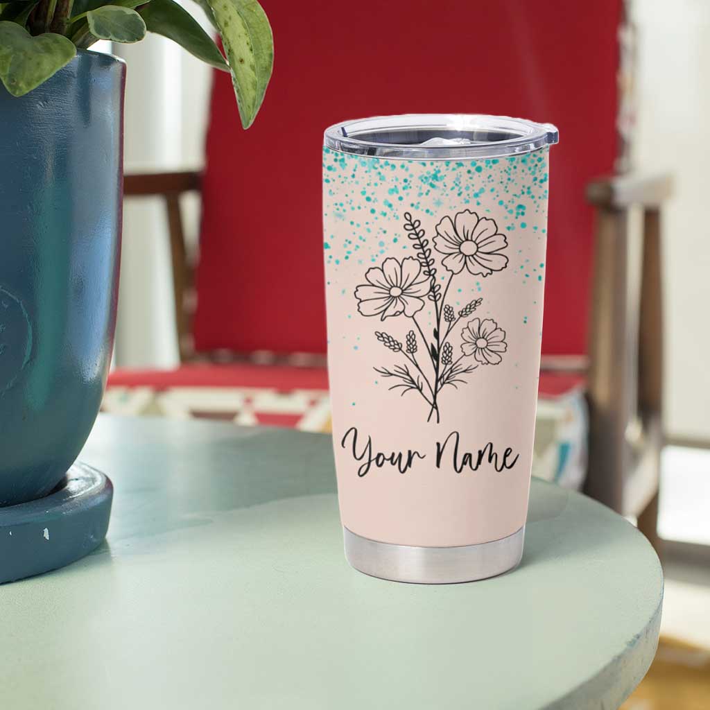 Personalized Gifts for Her Tumbler Cup Custom Name Flower Bridesmaid Proposal Birthday Christmas Gift - Wonder Print Shop