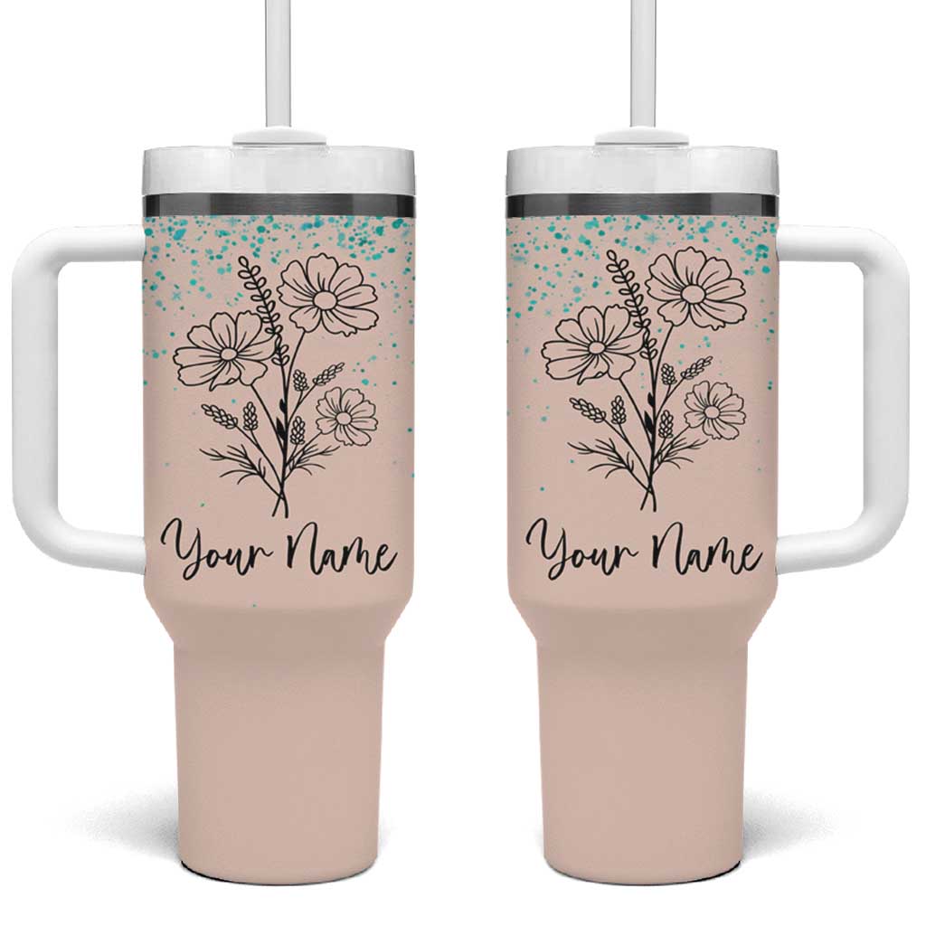 Personalized Gifts for Her Tumbler With Handle Custom Name Flower Bridesmaid Proposal Birthday Christmas Gift - Wonder Print Shop