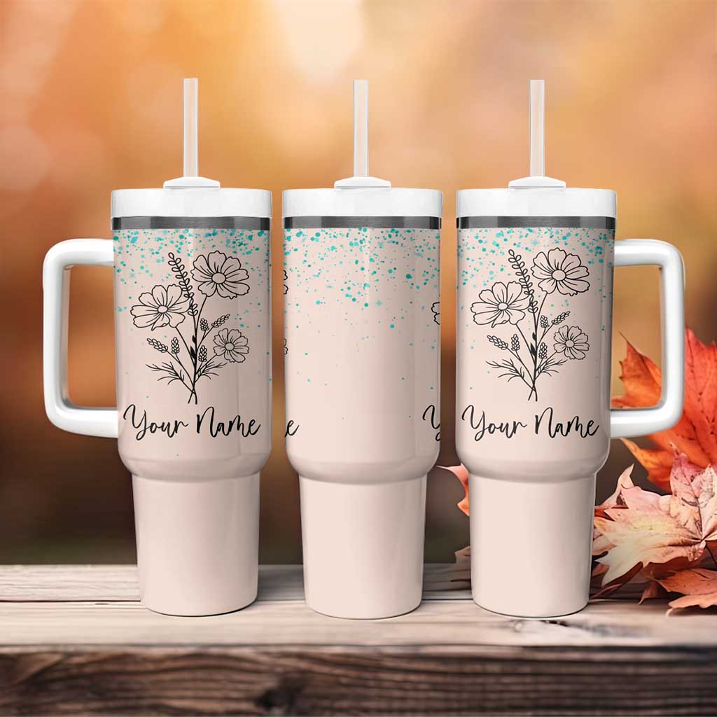 Personalized Gifts for Her Tumbler With Handle Custom Name Flower Bridesmaid Proposal Birthday Christmas Gift - Wonder Print Shop