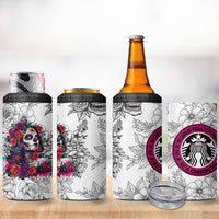 In A World Full Of Princesses Be A Chingona 4 in 1 Can Cooler Tumbler Dia De Los Muertos Flower Spanish Slang