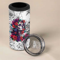 In A World Full Of Princesses Be A Chingona 4 in 1 Can Cooler Tumbler Dia De Los Muertos Flower Spanish Slang