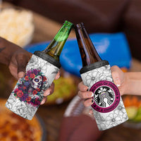 In A World Full Of Princesses Be A Chingona 4 in 1 Can Cooler Tumbler Dia De Los Muertos Flower Spanish Slang