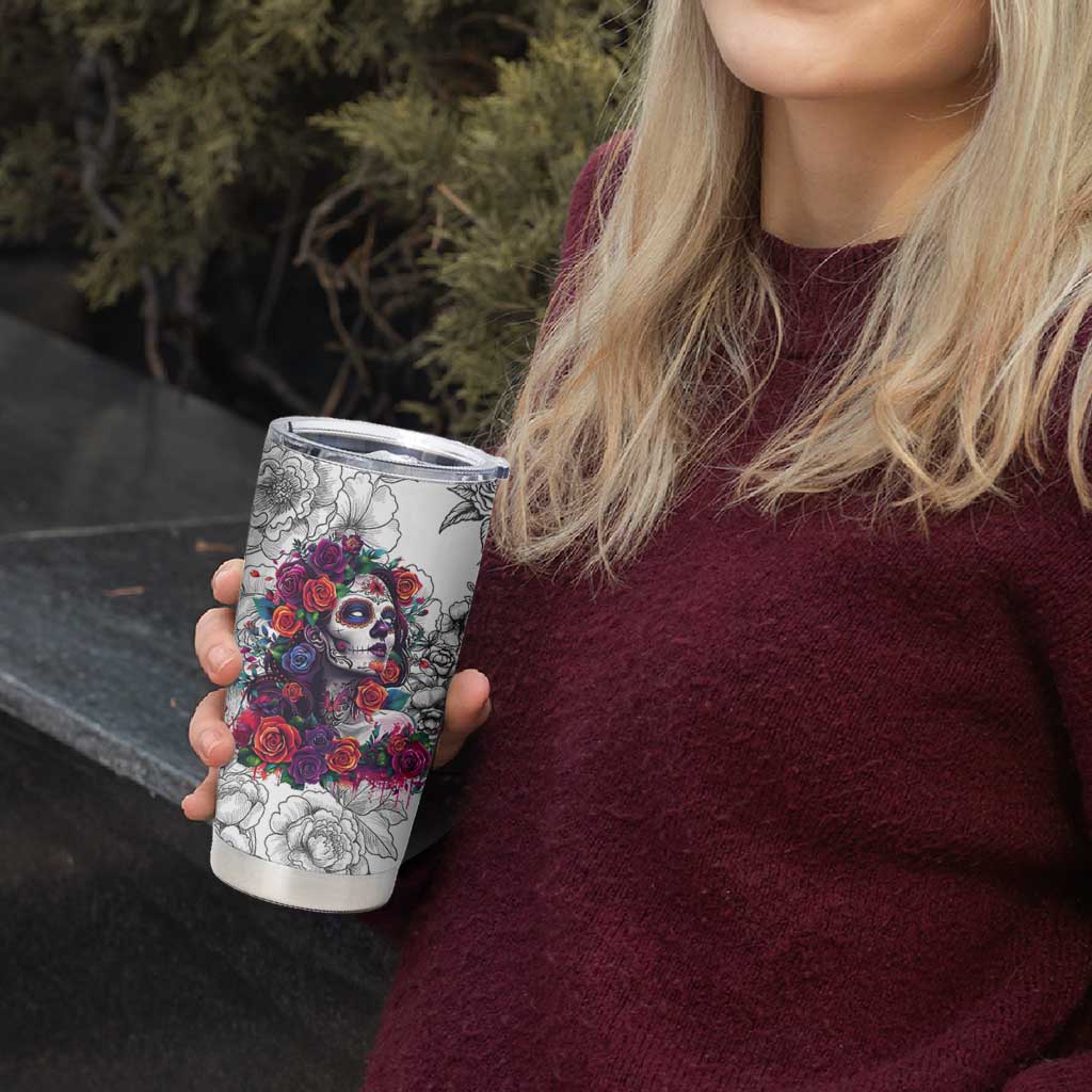 In A World Full Of Princesses Be A Chingona Tumbler Cup Dia De Los Muertos Flower Spanish Slang