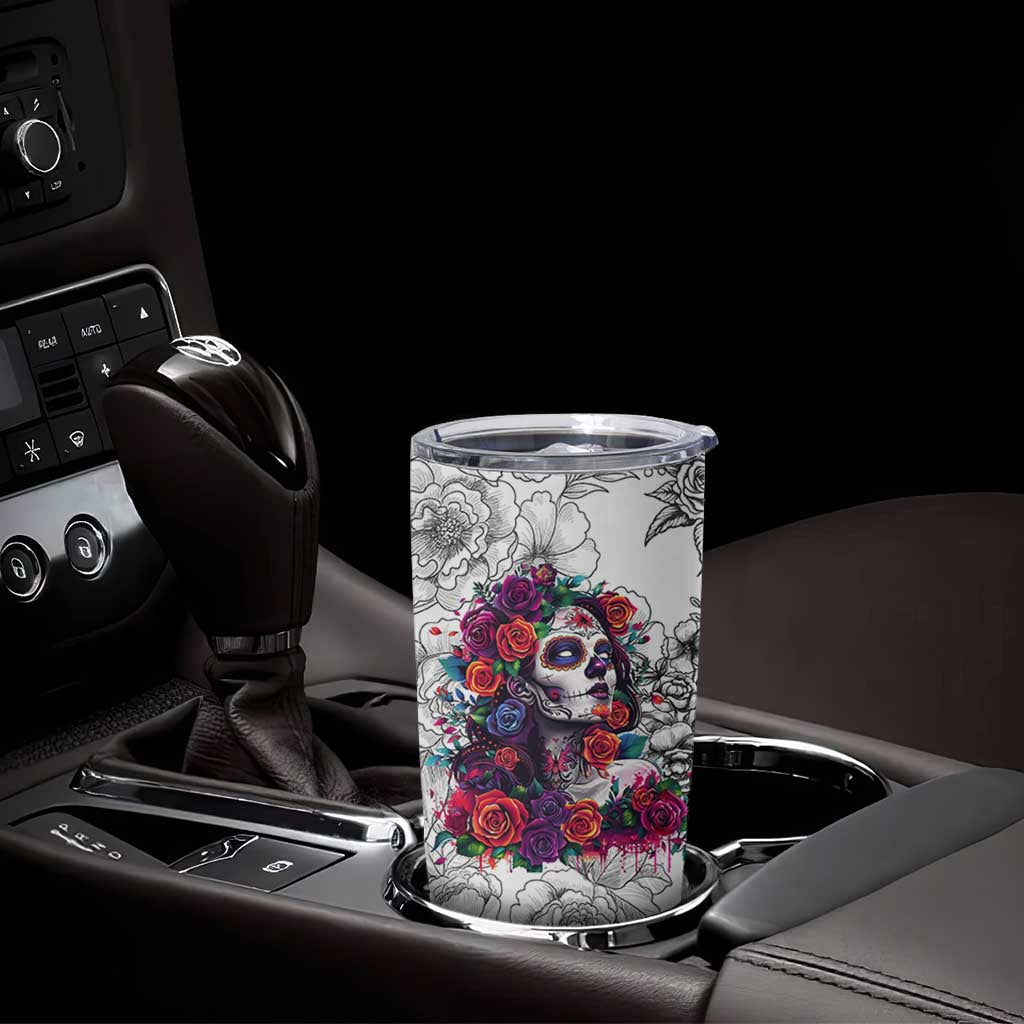 In A World Full Of Princesses Be A Chingona Tumbler Cup Dia De Los Muertos Flower Spanish Slang