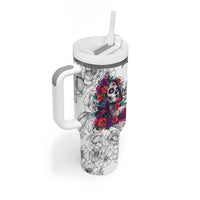 In A World Full Of Princesses Be A Chingona Tumbler With Handle Dia De Los Muertos Flower Spanish Slang