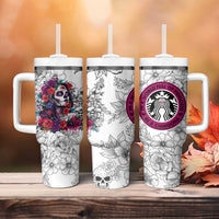 In A World Full Of Princesses Be A Chingona Tumbler With Handle Dia De Los Muertos Flower Spanish Slang