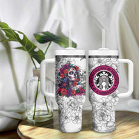 In A World Full Of Princesses Be A Chingona Tumbler With Handle Dia De Los Muertos Flower Spanish Slang