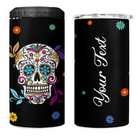 Personalized Sugar Skull 4 in 1 Can Cooler Tumbler Custom Name Flower Gothic Gifts For Latina Mexican Girls Women