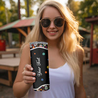 Personalized Sugar Skull Skinny Tumbler Custom Name Flower Gothic Gifts For Latina Mexican Girls Women