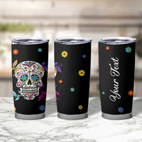 Personalized Sugar Skull Tumbler Cup Custom Name Flower Gothic Gifts For Latina Mexican Girls Women