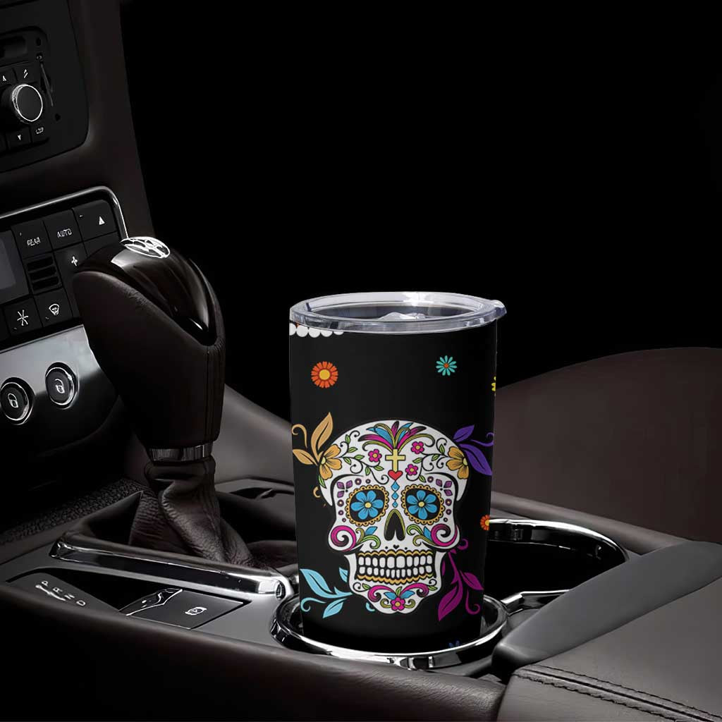 Personalized Sugar Skull Tumbler Cup Custom Name Flower Gothic Gifts For Latina Mexican Girls Women