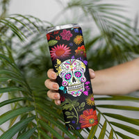 Personalized Gift Skinny Tumbler Custom Name Sugar Skull Mexican Art Birthday Christmas Gifts for Her - Wonder Print Shop