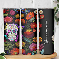 Personalized Gift Skinny Tumbler Custom Name Sugar Skull Mexican Art Birthday Christmas Gifts for Her - Wonder Print Shop