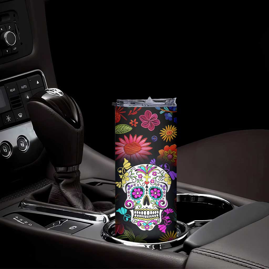 Personalized Gift Skinny Tumbler Custom Name Sugar Skull Mexican Art Birthday Christmas Gifts for Her - Wonder Print Shop