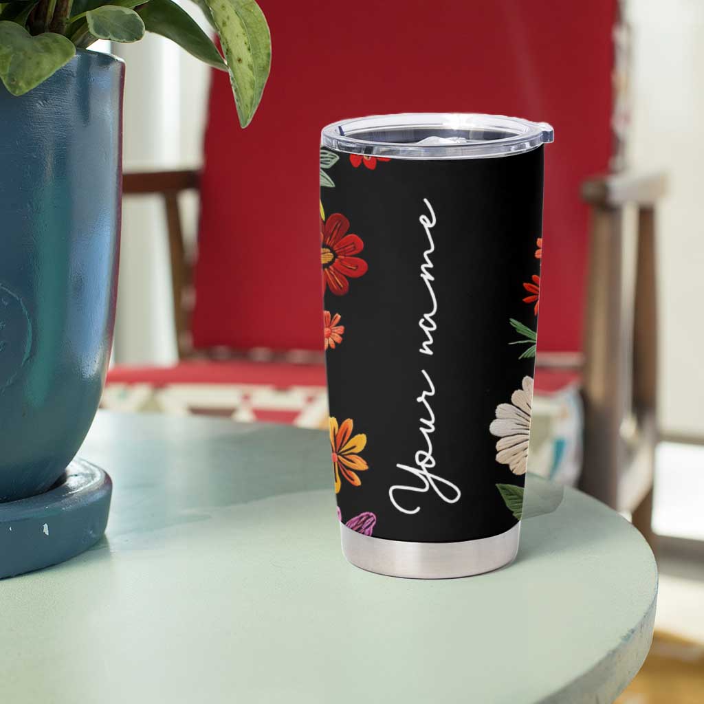 Personalized Gift Tumbler Cup Custom Name Sugar Skull Mexican Art Birthday Christmas Gifts for Her - Wonder Print Shop